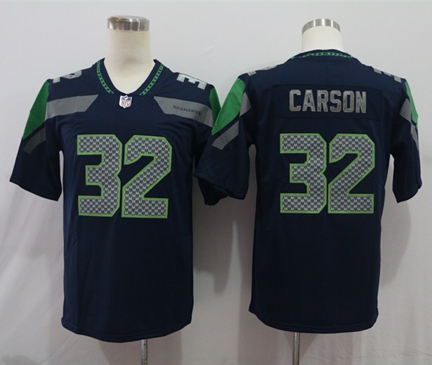 Men's Seattle Seahawks Chris Carson #32 Navy Jersey